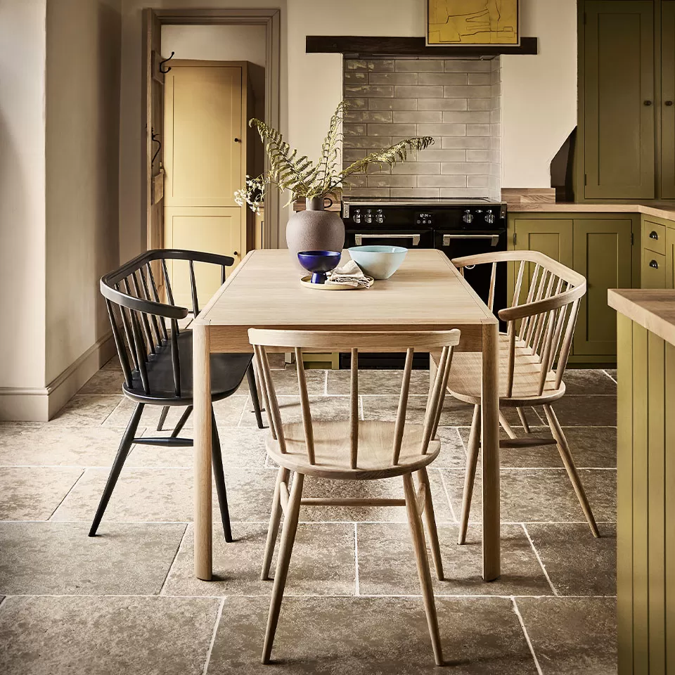 Ercol has a wide range of modern dining furniture to suit any interior style.  Dining tables extend for greater flexibility and their dining chairs are available in a range of fabrics and leathers. Sideboards and cabinets provide plenty of storage options.
