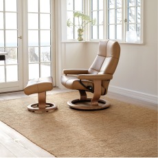 Stressless David Chair in Leather, Classic Base with Footstool