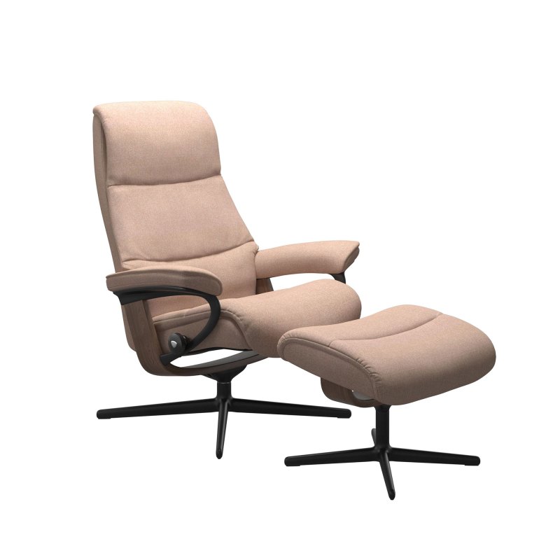 Stressless Stressless View Chair in Fabric, Cross Base with Footstool