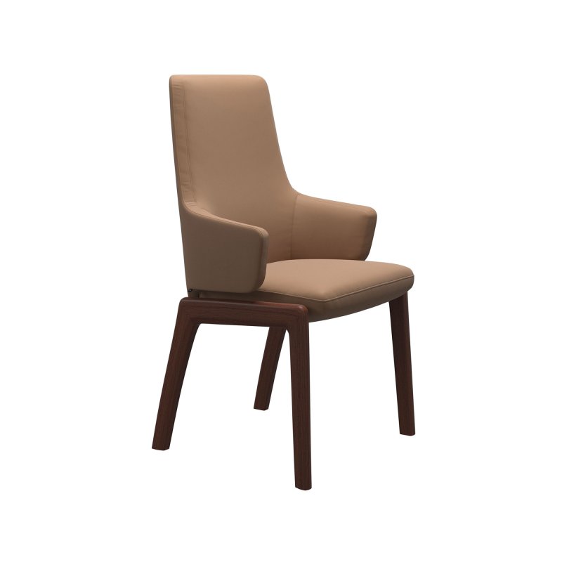 Stressless Stressless Vanilla High Back Dining Chair with Arms and D100 Legs in Leather