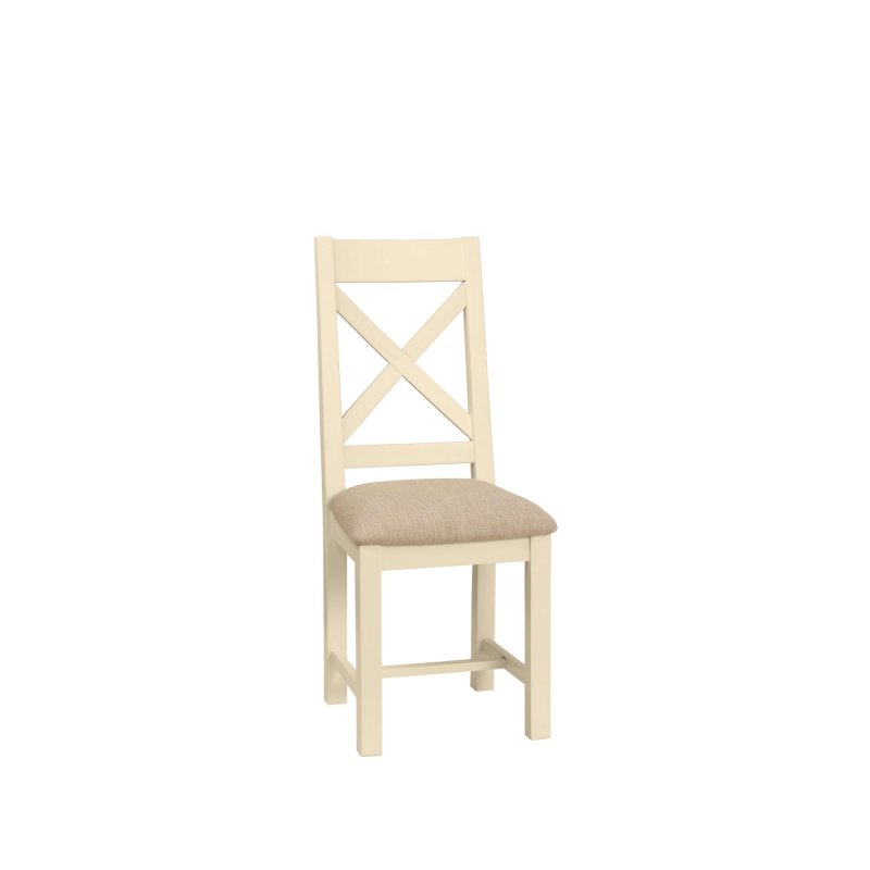 H Collection Arundel Ivory Cross Back Chair With Fabric Seat