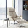 G Plan G Plan Lund Recliner Chair and Stool with Veneered Side in Leather