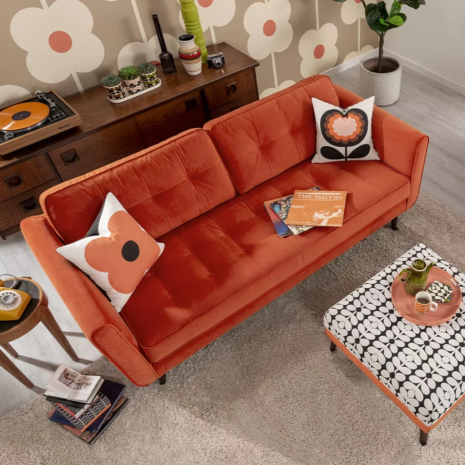 Our sofa collection brings to life Orla's playful combination of colour and pattern to add a pop of fun to your everyday. Each sofa is available in a variety of fabric colours, qualities and a range of sizes.
