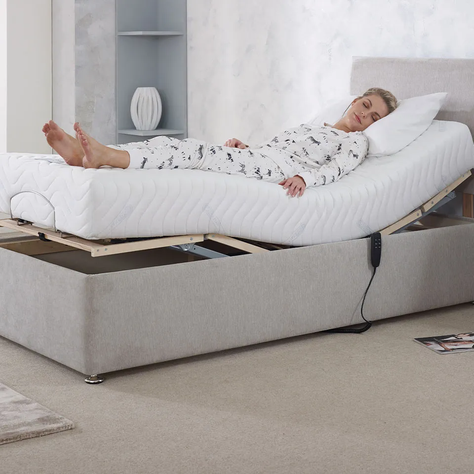 More of us are now enjoying the luxury of sleeping on an adjustable bed. With such precise movements of the mechanism, you can make the adjustment to suit you. Providing positional relief of conditions such as Backache, Arthritis and many others. Sit up and relax by raising your Adjust-A-Bed at the head end and feel the comfort of relaxation or improve your circulation with the ability to raise the foot end with ease. Feel weightless in the "Zero Gravity" position and pressure relief on joints enables much easier sleeping on your side.

