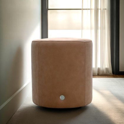 G Plan Vintage Bow Tall Round Footstool In Leather G Plan Vintage Bow Tall Round Footstool In Leather