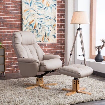 Elodie Swivel Recliner in Plush Faux Leather