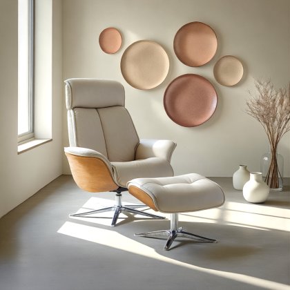 G Plan Lund Recliner Chair and Stool with Veneered Side in Fabric G Plan Lund Recliner Chair and Stool with Veneered Side in Fabric