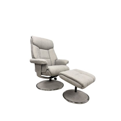 Lucasta Swivel Recliner In Lisbon Silver Fabric