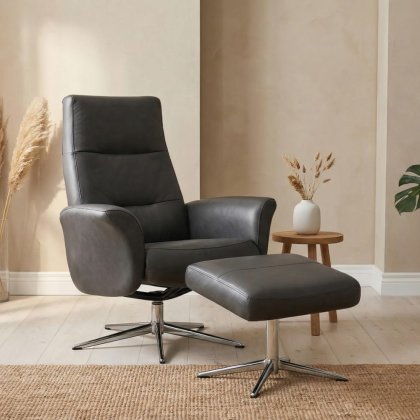 G Plan Riba Manual Reclining Chair Stool In Leather