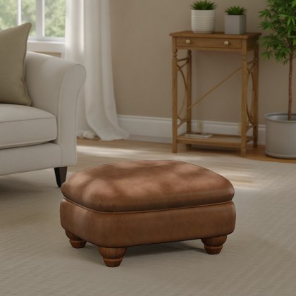 Accent Button Footstool in Leather