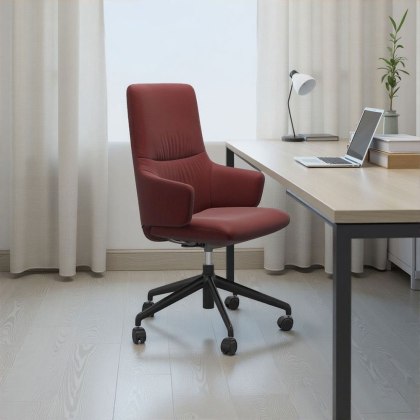 Stressless Mint High Back Home Office Chair With Arms in Leather