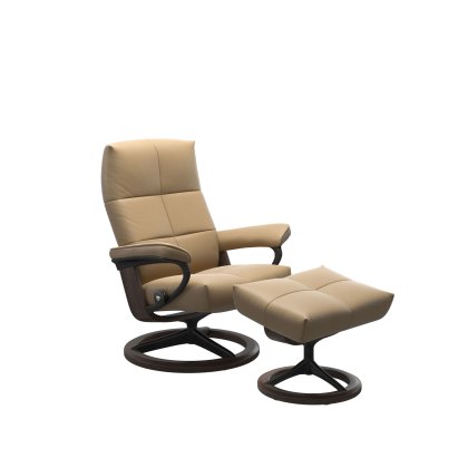 Stressless David Chair in Paloma Leather, Signature Base with Footstool