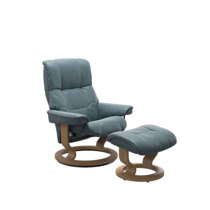 Stressless Mayfair Chair in Paloma Leather, Classic Base with Footstool Stressless Mayfair Chair in Paloma Leather, Classic Base with Footstool