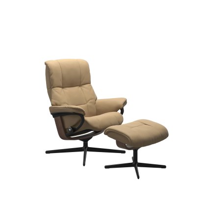 Stressless Mayfair Chair in Paloma Leather, Cross Base with Footstool Stressless Mayfair Chair in Paloma Leather, Cross Base with Footstool