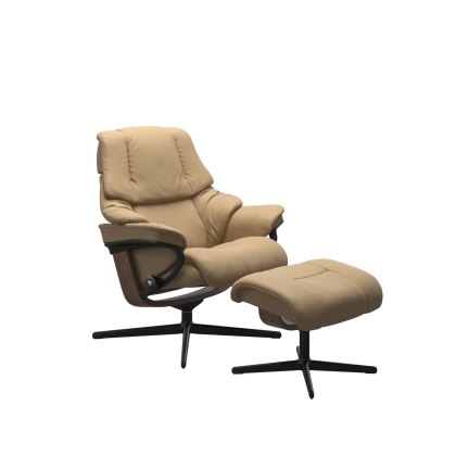 Stressless Reno Chair in Paloma Leather, Cross Base with Footstool Stressless Reno Chair in Paloma Leather, Cross Base with Footstool