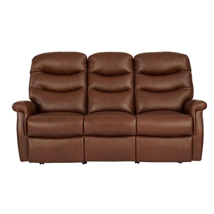 Hollingwell Split Fixed 3 Seater Sofa in Leather