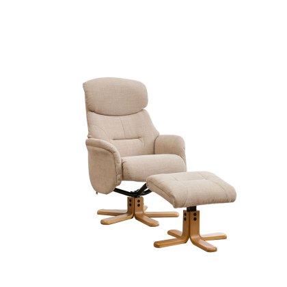 Ester Swivel Recliner Chair and Footstool In Fabric