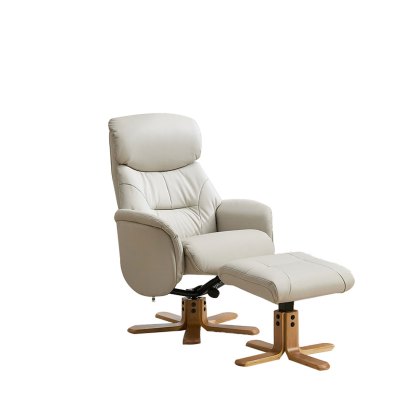 Ester Swivel Recliner Chair and Footstool In Leather