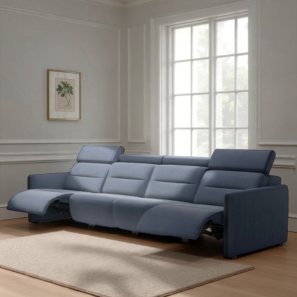 Stressless Emily 4 Seater Power Recliner with Wood Arms in Leather Stressless Emily 4 Seater Power Recliner with Wood Arms in Leather