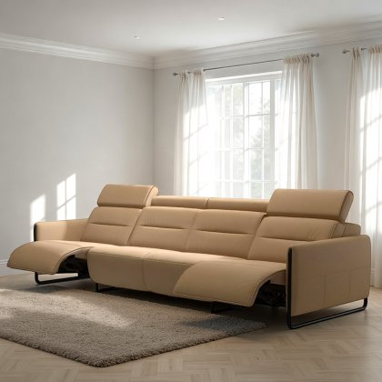 Stressless Emily 4 Seater Power Recliner with Steel Arms in Leather