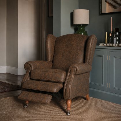 Chatsworth Power Recliner Wing Chair in Leather