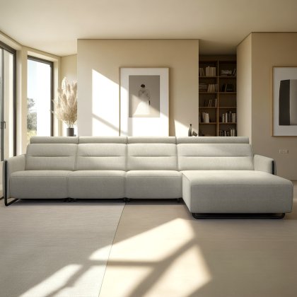 Stressless Emily 3 Seater, Power Right, Large Longseat Left, with Steel Arms in Fabric