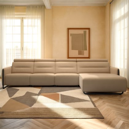 Stressless Emily 3 Seater, Power Right, Large Longseat Left, with Steel Arms in Leather
