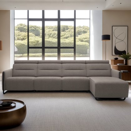 Stressless Emily 3 Seater, Power Right, Medium Longseat Left, with Steel Arms in Fabric