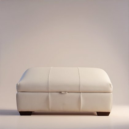Large Storage Footstool In Leather