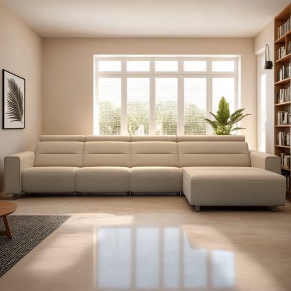 Stressless Emily 3 Seater, Power Right, Large Longseat Left, with Wide Arms in Fabric