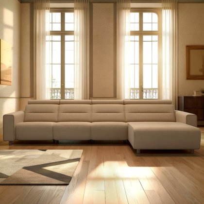 Stressless Emily 3 Seater, Power Right, Large Longseat Left, with Wide Arms in Leather