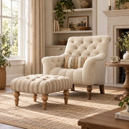 Newton Buttoned Stool In Fabric
