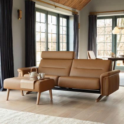 Stressless Stella 3 Seater Sofa with Wood Arms in Fabric