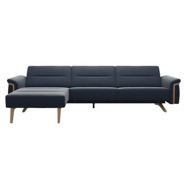 Stella 2.5 Seater with Large Longseat LHF, with Wood Arms in Leather Stella 2.5 Seater with Large Longseat LHF, with Wood Arms in Leather