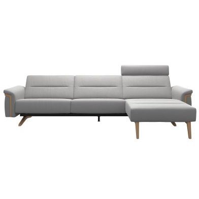 Stella 2.5 Seater with Large Longseat RHF, with Wood Arms in Leather Stella 2.5 Seater with Large Longseat RHF, with Wood Arms in Leather