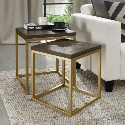 Athena Fumed Oak Nest of Tables