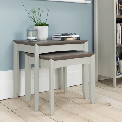 Bergen Grey Washed Oak & Soft Grey Nest of Lamp Tables