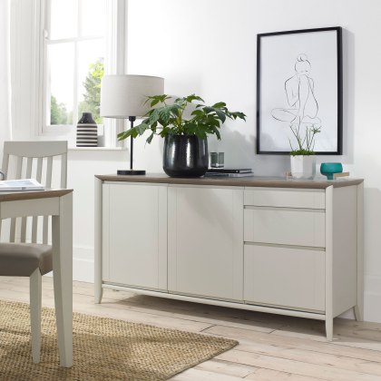 Bergen Grey Washed Oak & Soft Grey Wide Sideboard