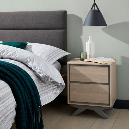 Brunel Scandi Oak & Dark Grey 2 Drawer Nightstand