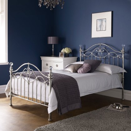 Elena 135cm Shiny Nickel Bedstead
