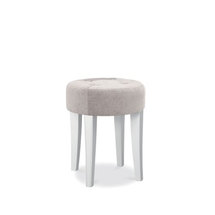 Chantilly White Stool - Grey Fabric