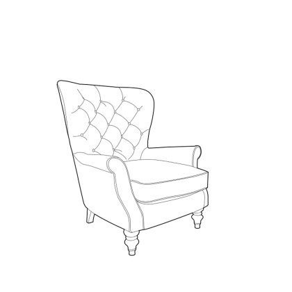 Wing Chair Buttoned in Fabric Wing Chair Buttoned in Fabric