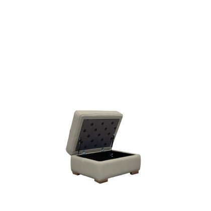 G Plan Seattle Storage Footstool with Show Wood in Leather
