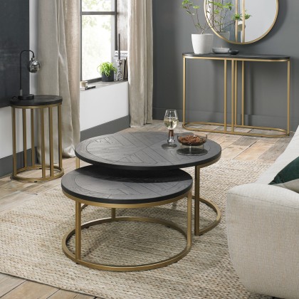 Chevron Peppercorn Ash Nest of Coffee Tables