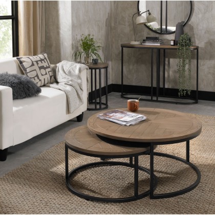 Chevron Weathered Ash Nest of Coffee Tables