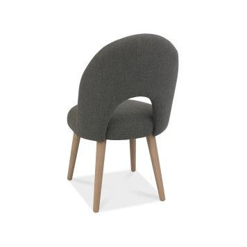 Dansk Scandi Oak Upholstered Chairs - Cold Steel Fabric (Pair)