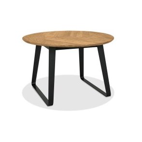 Emerson Rustic Oak & Peppercorn 4 Seater Circular Dining Table