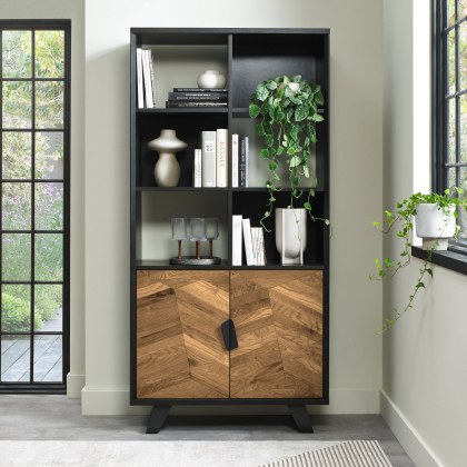 Emerson Rustic Oak & Peppercorn Display Unit