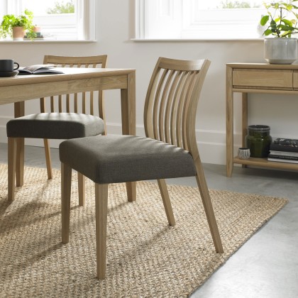 Bergen Oak Low Slat Back Chair - Black Gold Fabric (Pair) Bergen Oak Low Slat Back Chair - Black Gold Fabric (Pair)
