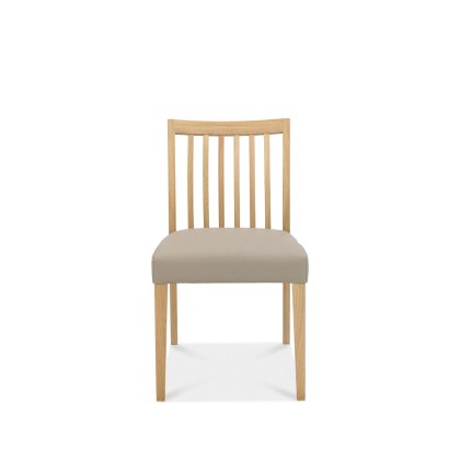 Bergen Oak Low Slat Back Chair - Grey Bonded Leather (Pair)